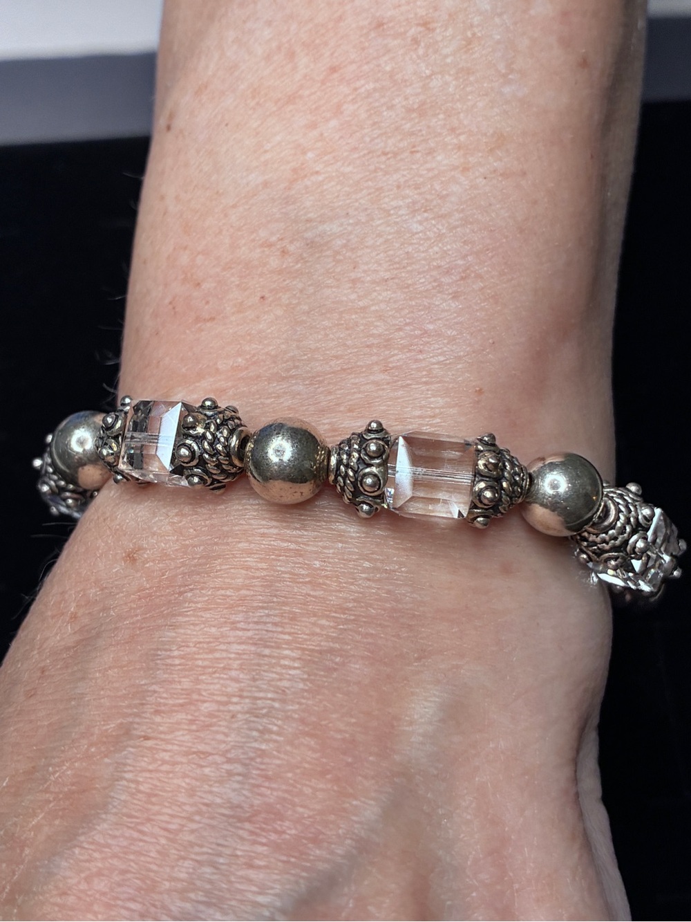 Silpada Sterling Silver & Clear Swarovski Crystal Bead Bracelet